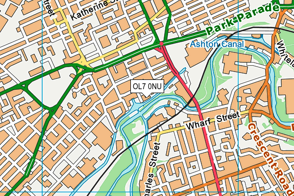 OL7 0NU map - OS VectorMap District (Ordnance Survey)