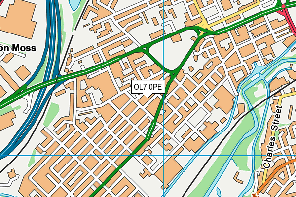 OL7 0PE map - OS VectorMap District (Ordnance Survey)
