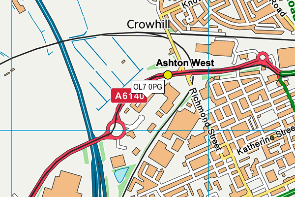 OL7 0PG map - OS VectorMap District (Ordnance Survey)