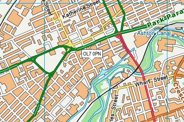 OL7 0PN map - OS VectorMap District (Ordnance Survey)