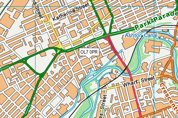 OL7 0PR map - OS VectorMap District (Ordnance Survey)