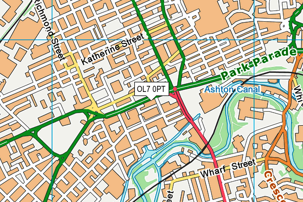 OL7 0PT map - OS VectorMap District (Ordnance Survey)