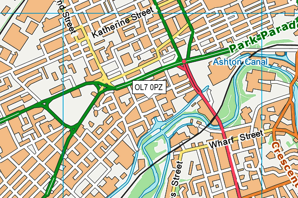 OL7 0PZ map - OS VectorMap District (Ordnance Survey)