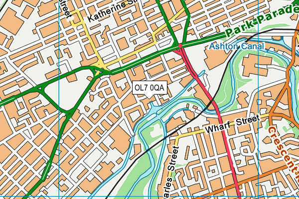 OL7 0QA map - OS VectorMap District (Ordnance Survey)