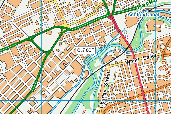 OL7 0QF map - OS VectorMap District (Ordnance Survey)