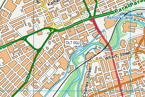 OL7 0QJ map - OS VectorMap District (Ordnance Survey)