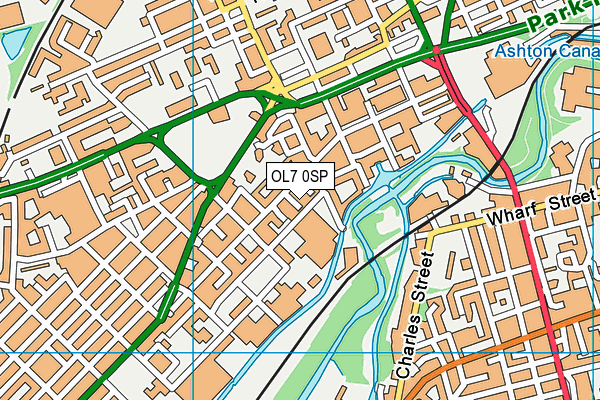 OL7 0SP map - OS VectorMap District (Ordnance Survey)