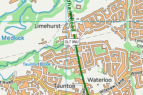 OL7 9NU map - OS VectorMap District (Ordnance Survey)