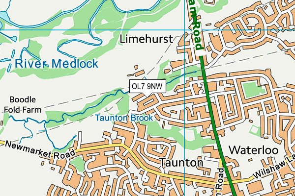 OL7 9NW map - OS VectorMap District (Ordnance Survey)