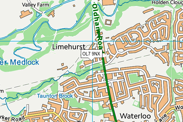 OL7 9NX map - OS VectorMap District (Ordnance Survey)