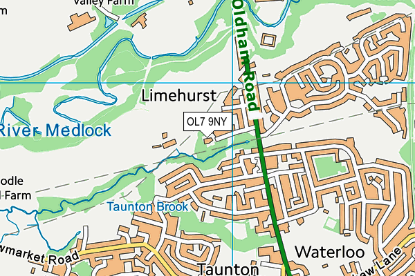 OL7 9NY map - OS VectorMap District (Ordnance Survey)