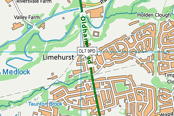 OL7 9PD map - OS VectorMap District (Ordnance Survey)