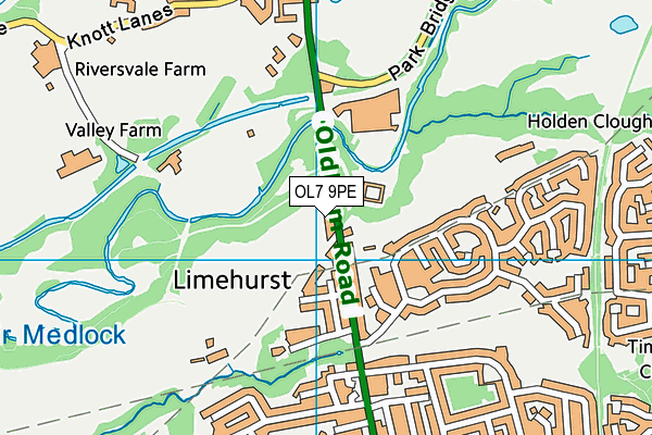 OL7 9PE map - OS VectorMap District (Ordnance Survey)