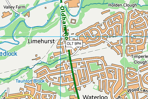 OL7 9PH map - OS VectorMap District (Ordnance Survey)