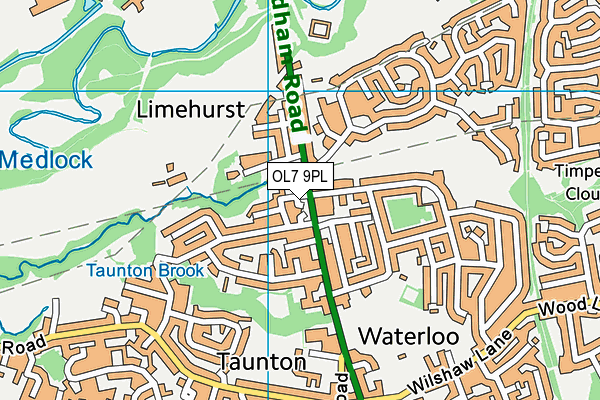 OL7 9PL map - OS VectorMap District (Ordnance Survey)