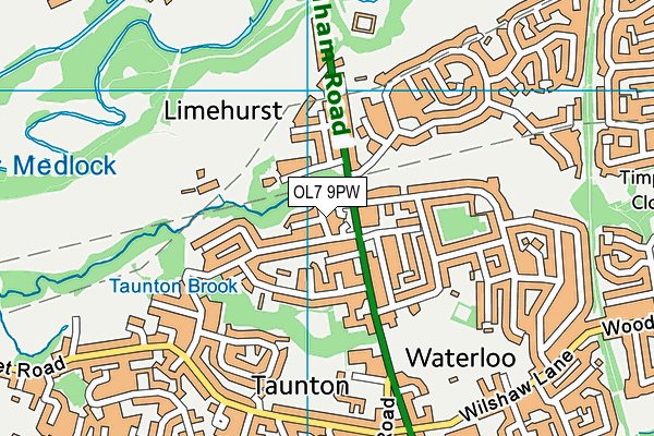 OL7 9PW map - OS VectorMap District (Ordnance Survey)