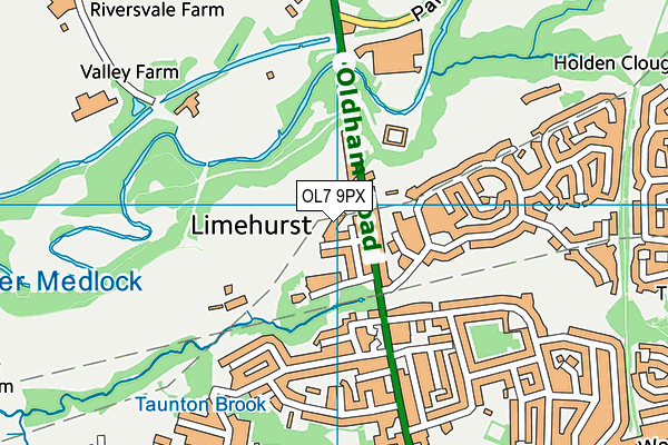 OL7 9PX map - OS VectorMap District (Ordnance Survey)