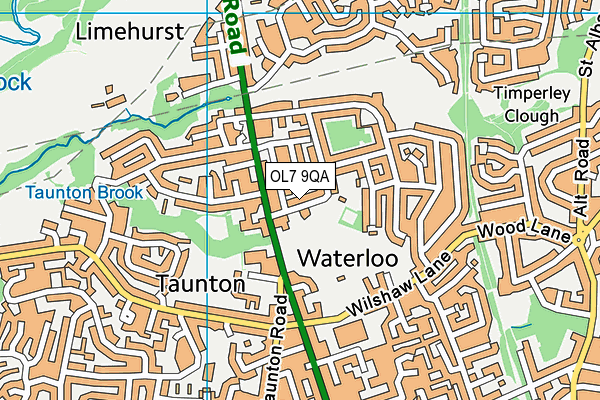 OL7 9QA map - OS VectorMap District (Ordnance Survey)