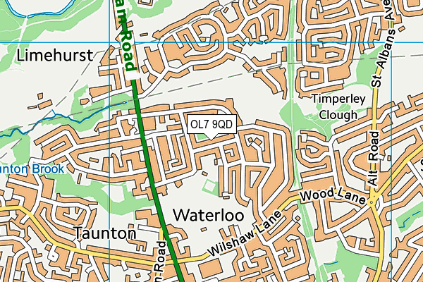 OL7 9QD map - OS VectorMap District (Ordnance Survey)