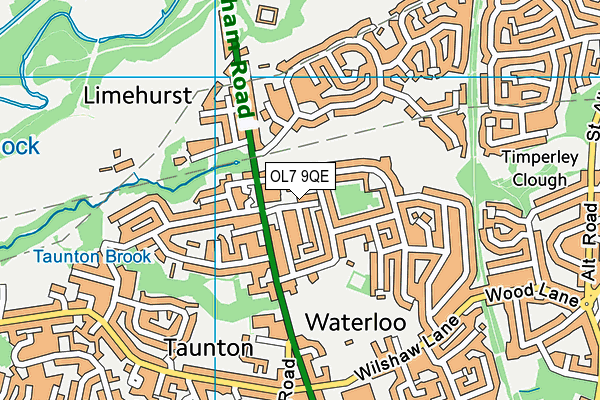 OL7 9QE map - OS VectorMap District (Ordnance Survey)