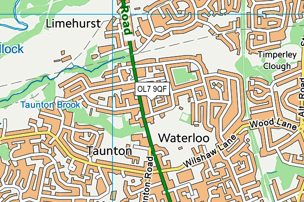 OL7 9QF map - OS VectorMap District (Ordnance Survey)