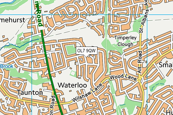 OL7 9QW map - OS VectorMap District (Ordnance Survey)