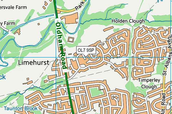 OL7 9SP map - OS VectorMap District (Ordnance Survey)