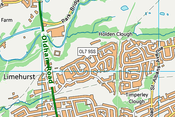 OL7 9SS map - OS VectorMap District (Ordnance Survey)