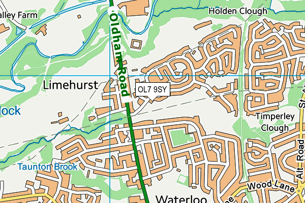 OL7 9SY map - OS VectorMap District (Ordnance Survey)