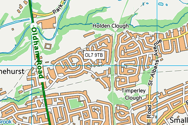OL7 9TB map - OS VectorMap District (Ordnance Survey)