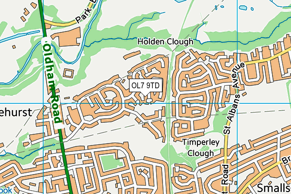 OL7 9TD map - OS VectorMap District (Ordnance Survey)