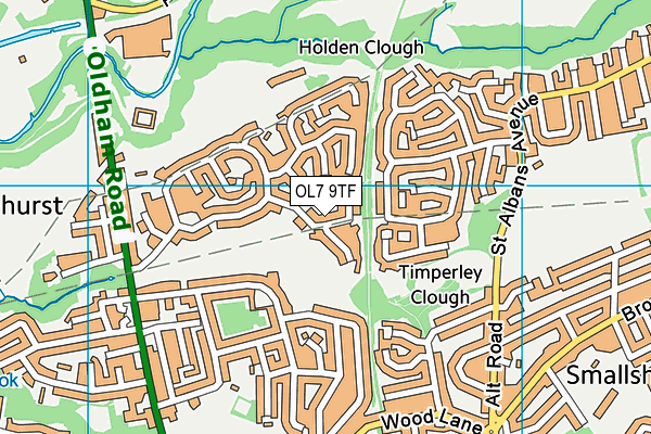 OL7 9TF map - OS VectorMap District (Ordnance Survey)