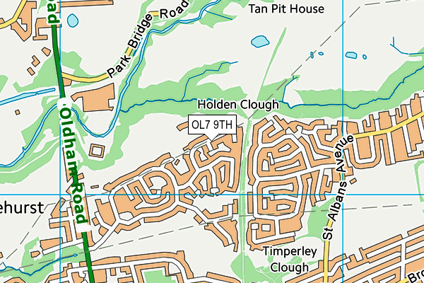 OL7 9TH map - OS VectorMap District (Ordnance Survey)