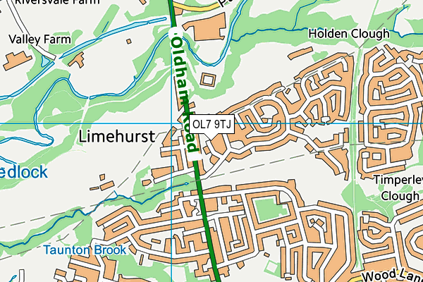 OL7 9TJ map - OS VectorMap District (Ordnance Survey)