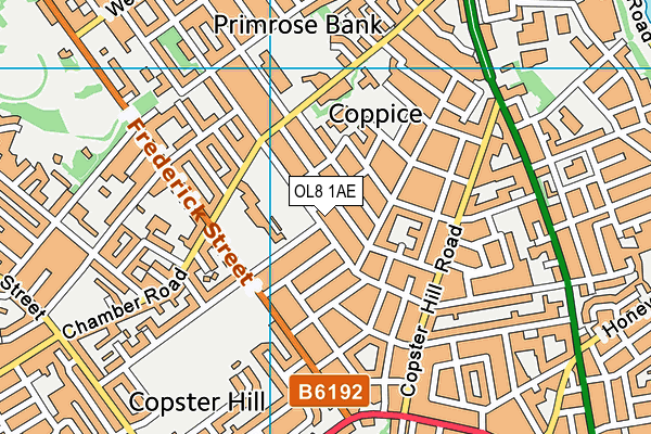 OL8 1AE map - OS VectorMap District (Ordnance Survey)