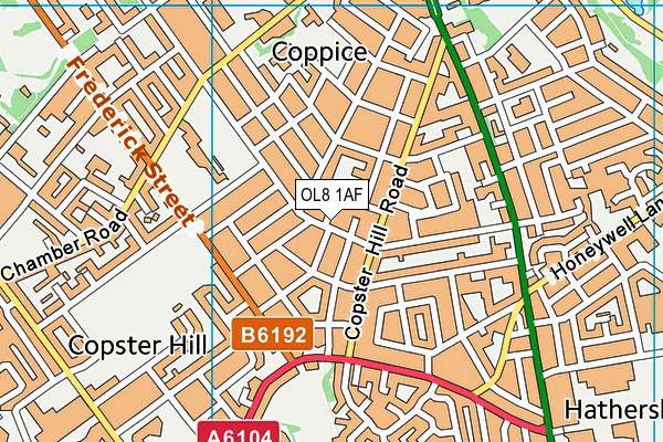 OL8 1AF map - OS VectorMap District (Ordnance Survey)