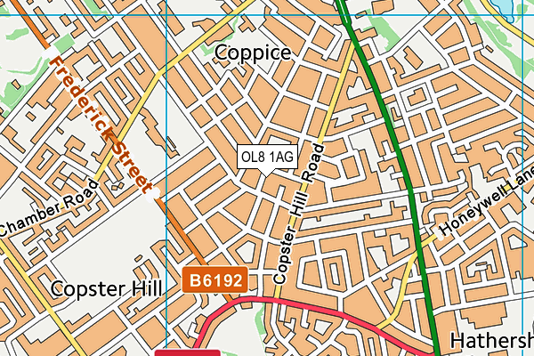 OL8 1AG map - OS VectorMap District (Ordnance Survey)