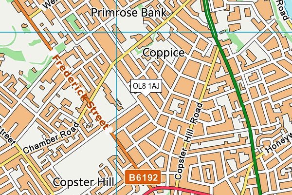 OL8 1AJ map - OS VectorMap District (Ordnance Survey)