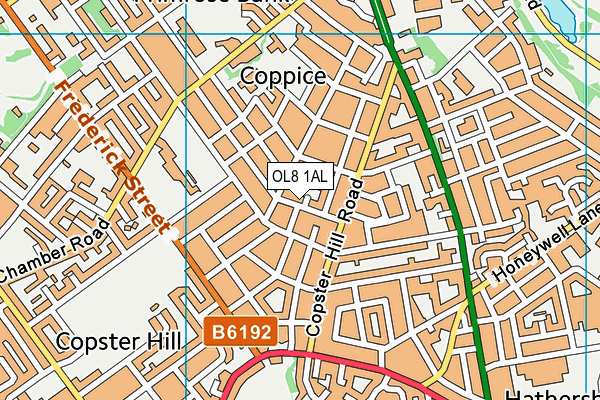 OL8 1AL map - OS VectorMap District (Ordnance Survey)