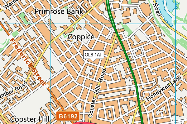OL8 1AT map - OS VectorMap District (Ordnance Survey)