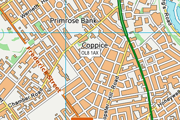 OL8 1AX map - OS VectorMap District (Ordnance Survey)