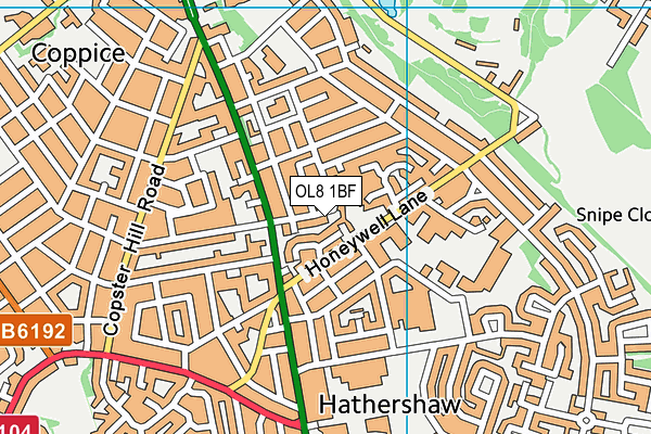 OL8 1BF map - OS VectorMap District (Ordnance Survey)