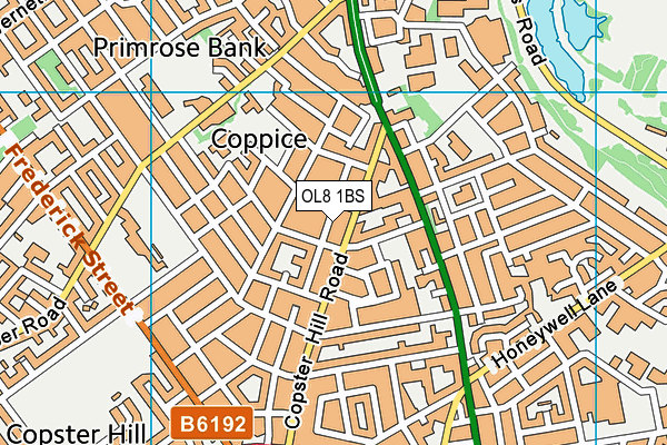 OL8 1BS map - OS VectorMap District (Ordnance Survey)