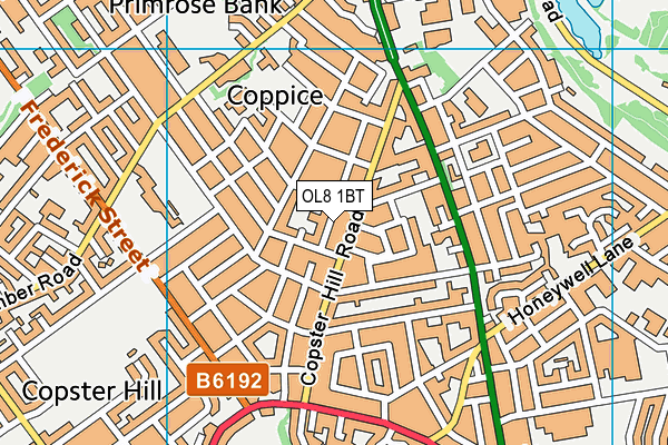 OL8 1BT map - OS VectorMap District (Ordnance Survey)