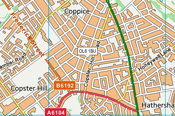 OL8 1BU map - OS VectorMap District (Ordnance Survey)