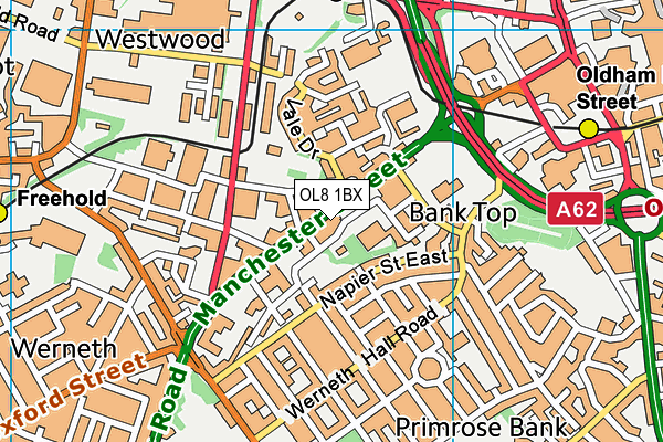 OL8 1BX map - OS VectorMap District (Ordnance Survey)