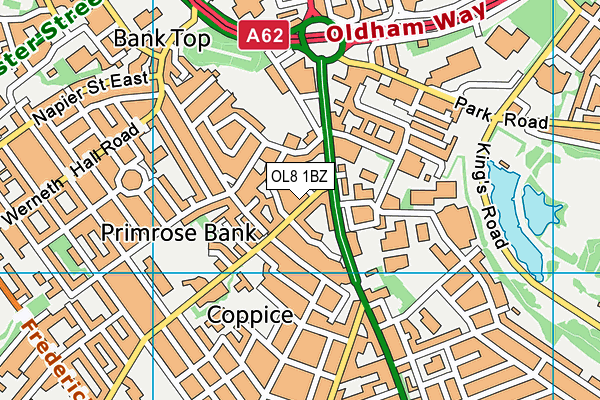 OL8 1BZ map - OS VectorMap District (Ordnance Survey)