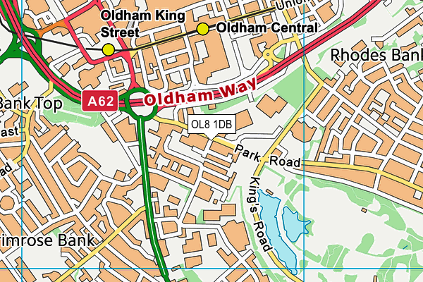 OL8 1DB map - OS VectorMap District (Ordnance Survey)