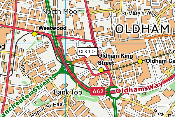 OL8 1DF map - OS VectorMap District (Ordnance Survey)