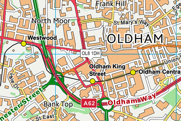 OL8 1DH map - OS VectorMap District (Ordnance Survey)